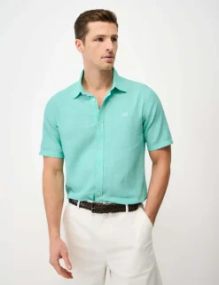 Regular Fit Linen and Cotton Short Sleeve Shirt