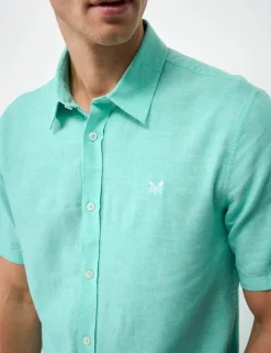 Regular Fit Linen and Cotton Short Sleeve Shirt