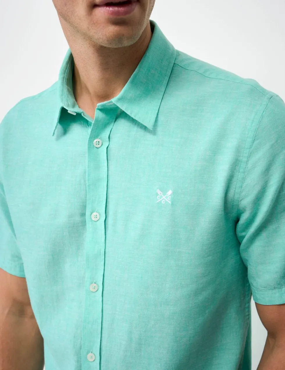 Regular Fit Linen and Cotton Short Sleeve Shirt