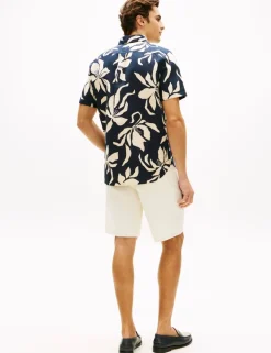 Regular Fit Linen Blend Floral Shirt