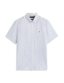 Regular Fit Linen Blend Geometric Shirt
