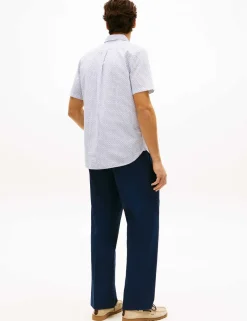 Regular Fit Linen Blend Geometric Shirt