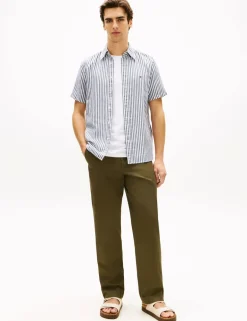Regular Fit Linen Blend Striped Shirt