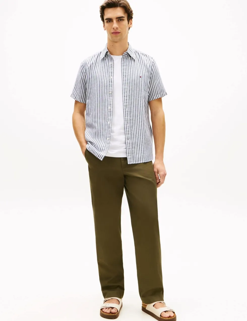 Regular Fit Linen Blend Striped Shirt