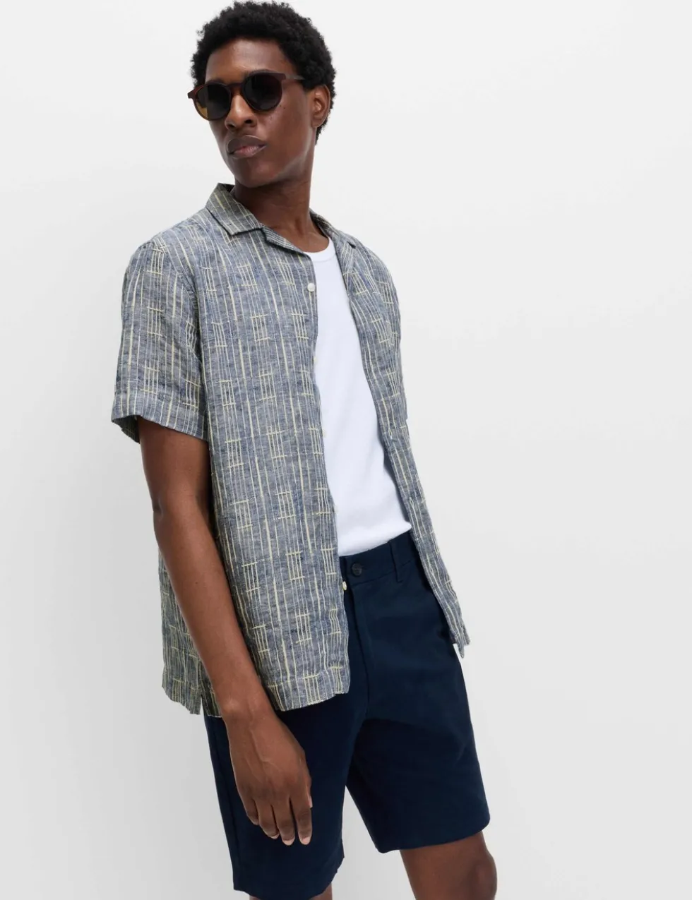 Regular Fit Linen Rich Printed Shirt