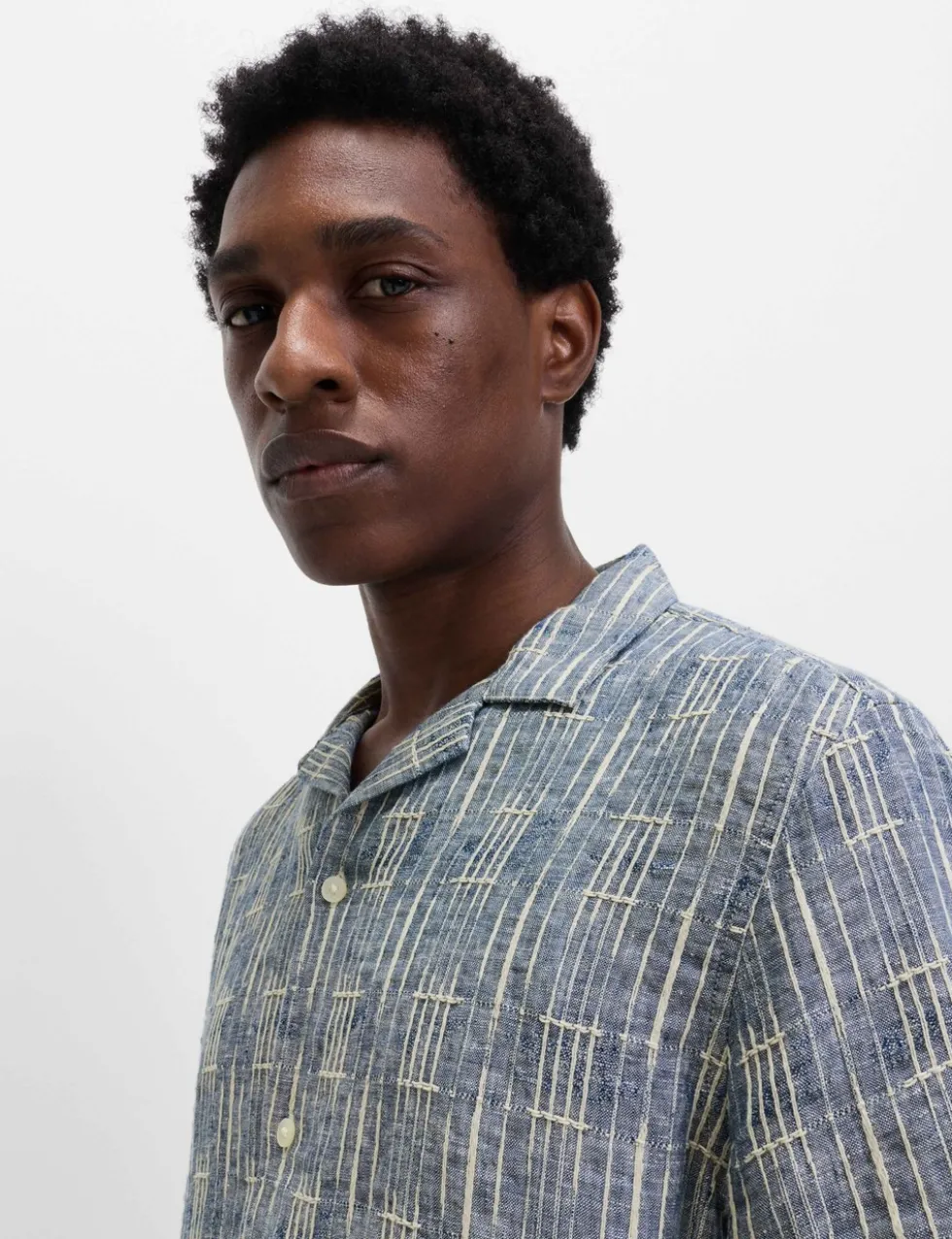 Regular Fit Linen Rich Printed Shirt
