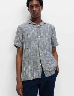 Regular Fit Linen Rich Printed Shirt
