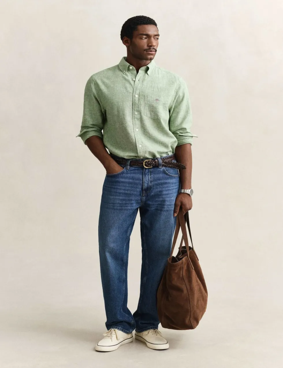 Regular Fit Linen Rich Shirt
