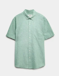 Regular Fit Linen Rich Short Sleeve Shirt