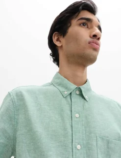 Regular Fit Linen Rich Short Sleeve Shirt