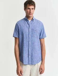 Regular Fit Linen Rich Short Sleeve Shirt