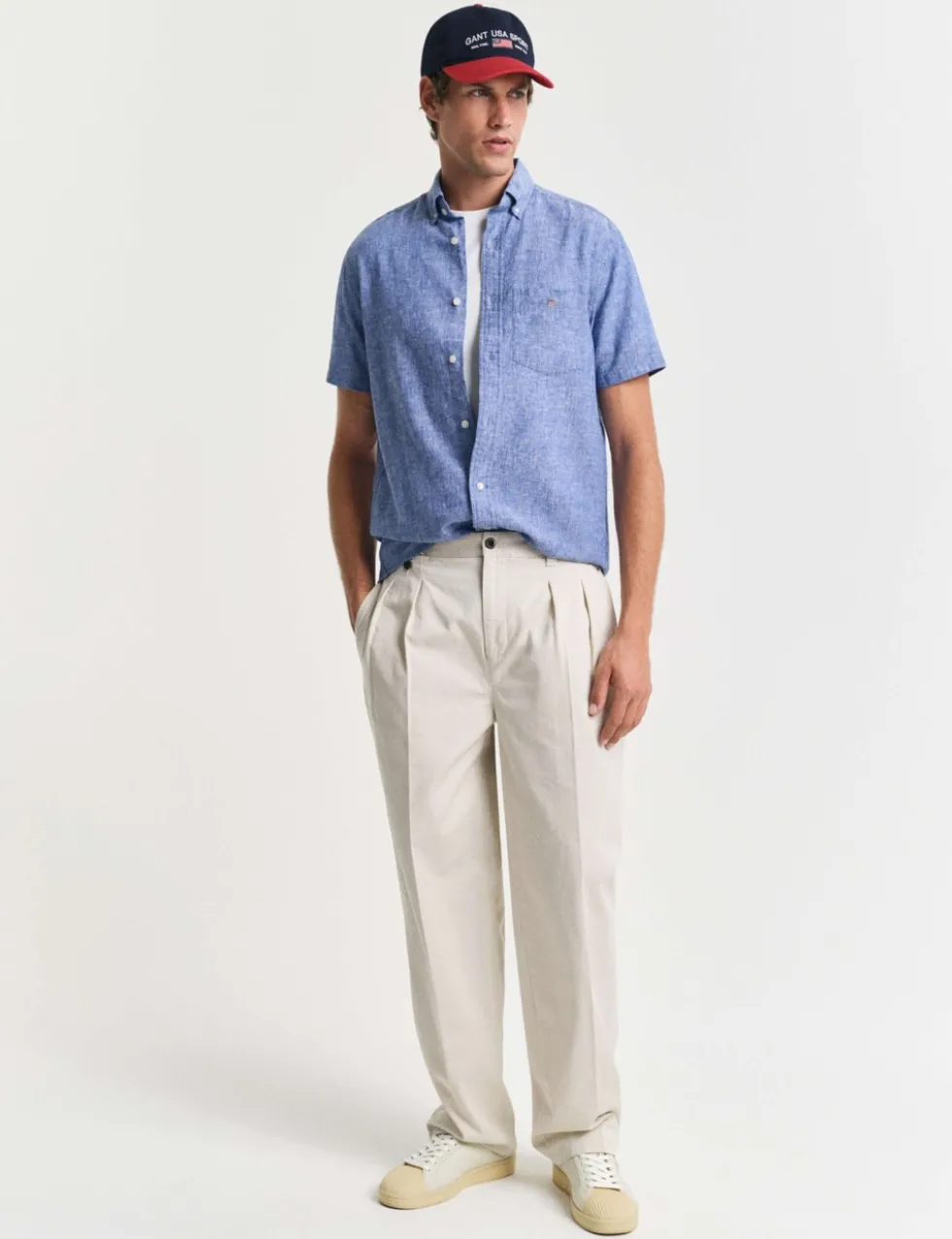 Regular Fit Linen Rich Short Sleeve Shirt