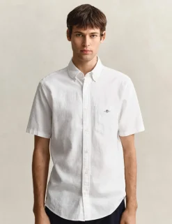 Regular Fit Linen Rich Short Sleeve Shirt