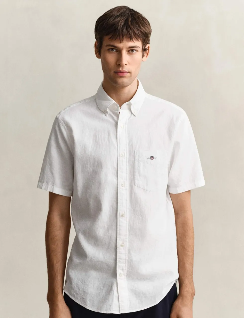 Regular Fit Linen Rich Short Sleeve Shirt