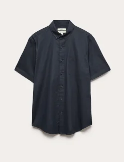 Regular Fit Linen Rich Short Sleeve Shirt