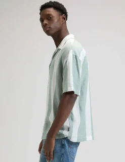 Regular Fit Linen Rich Striped Short Sleeve Shirt
