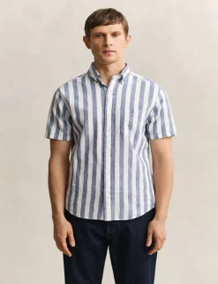 Regular Fit Linen Rich Striped Shirt