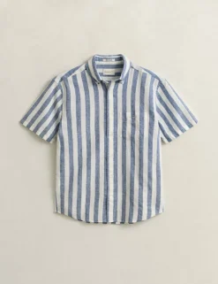 Regular Fit Linen Rich Striped Shirt