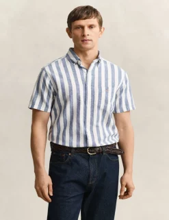 Regular Fit Linen Rich Striped Shirt