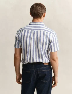 Regular Fit Linen Rich Striped Shirt