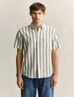 Regular Fit Linen Rich Striped Shirt