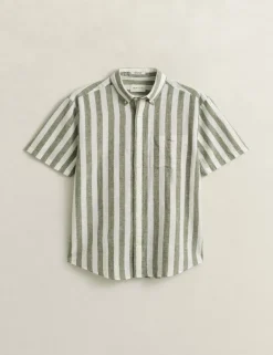 Regular Fit Linen Rich Striped Shirt