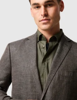 Regular Fit Linen Rich Textured Blazer