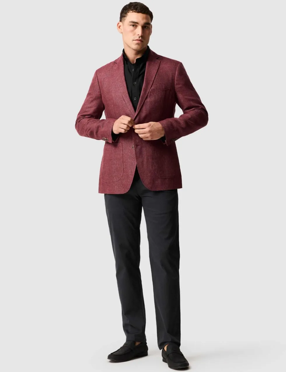 Regular Fit Linen Rich Textured Blazer