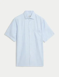 Regular Fit Luxury Linen Cotton Short Sleeve Shirt