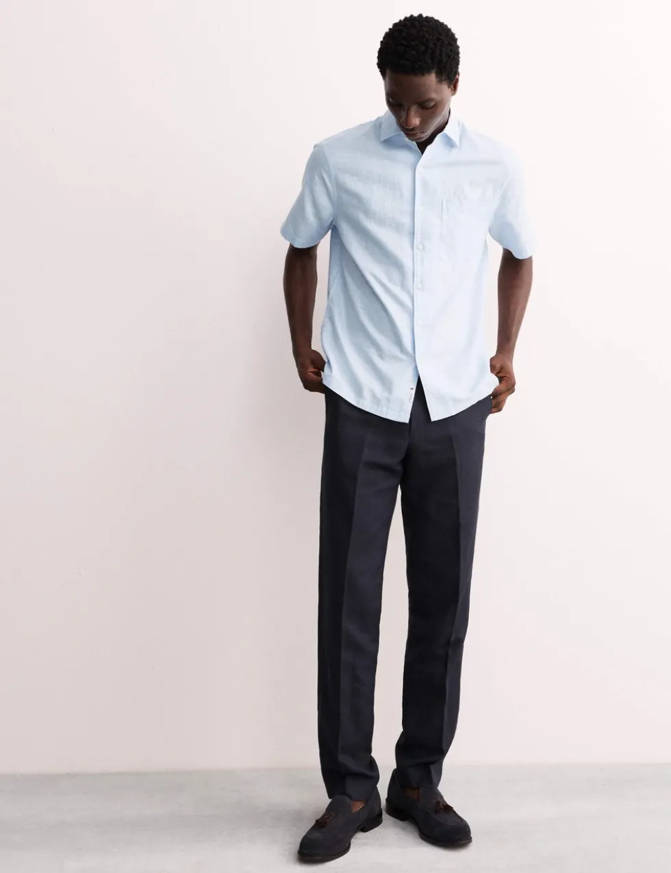 Regular Fit Luxury Linen Cotton Short Sleeve Shirt
