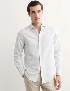 Regular Fit Luxury Linen Cotton Striped Shirt