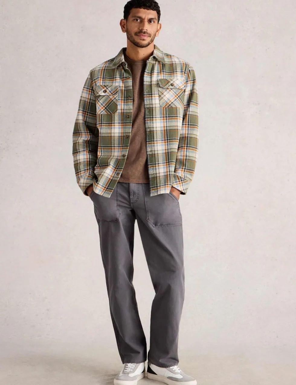 Regular Fit Pure Cotton Checked Overshirt