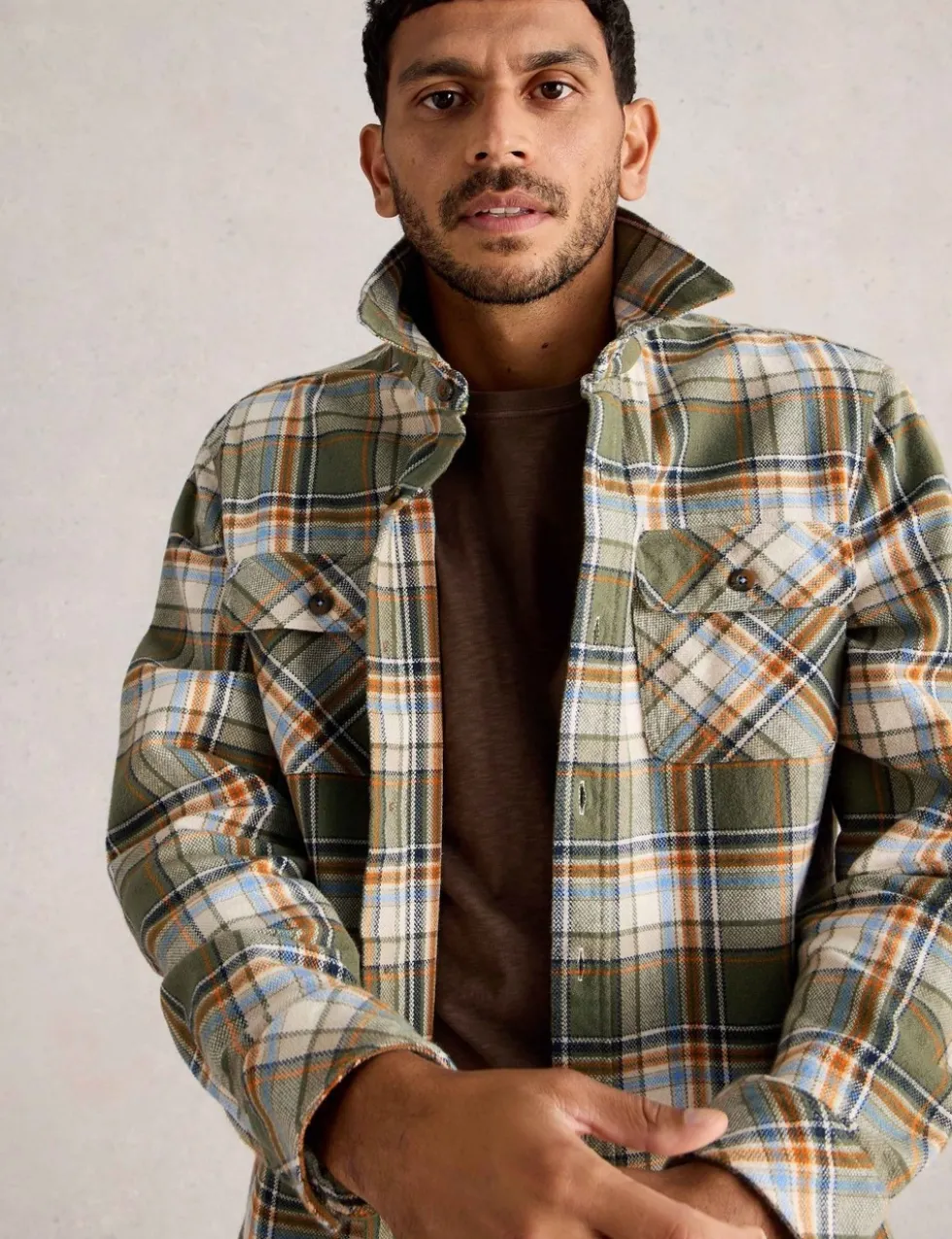 Regular Fit Pure Cotton Checked Overshirt