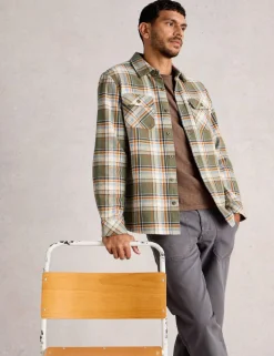 Regular Fit Pure Cotton Checked Overshirt