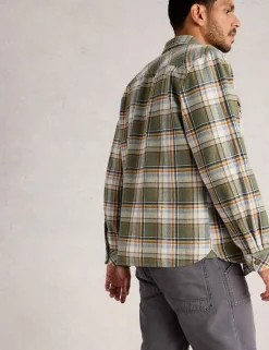 Regular Fit Pure Cotton Checked Overshirt