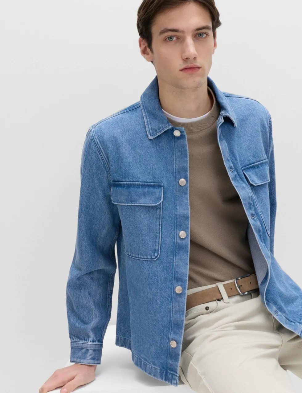 Regular Fit Pure Cotton Denim Overshirt