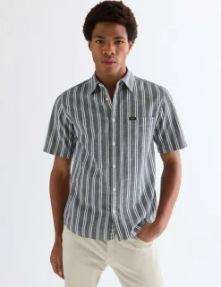 Regular Fit Pure Cotton Striped Short Sleeve Shirt