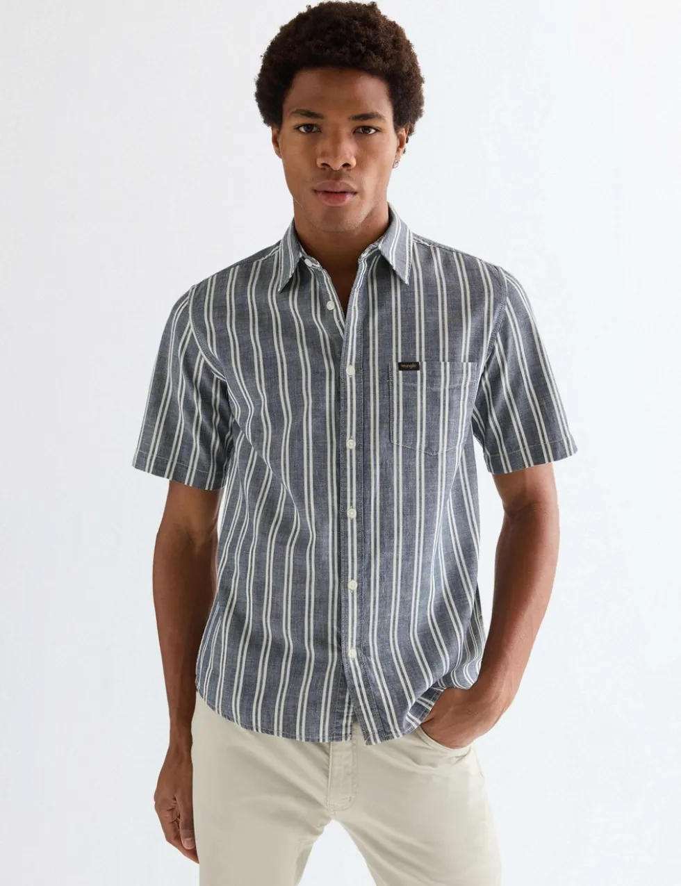 Regular Fit Pure Cotton Striped Short Sleeve Shirt