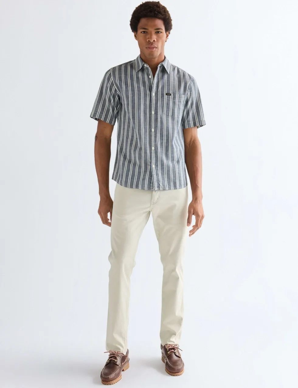 Regular Fit Pure Cotton Striped Short Sleeve Shirt