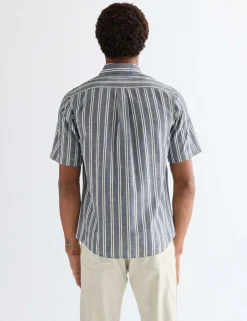 Regular Fit Pure Cotton Striped Short Sleeve Shirt