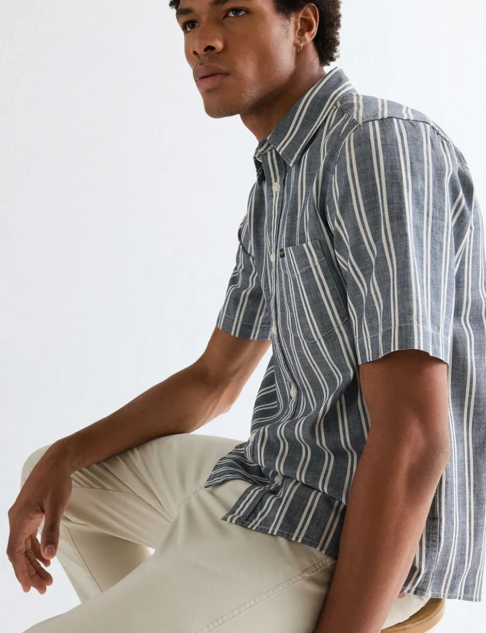 Regular Fit Pure Cotton Striped Short Sleeve Shirt