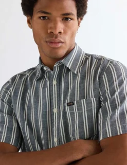 Regular Fit Pure Cotton Striped Short Sleeve Shirt