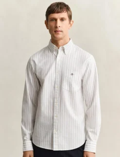 Regular Fit Pure Cotton Striped Oxford Shirt