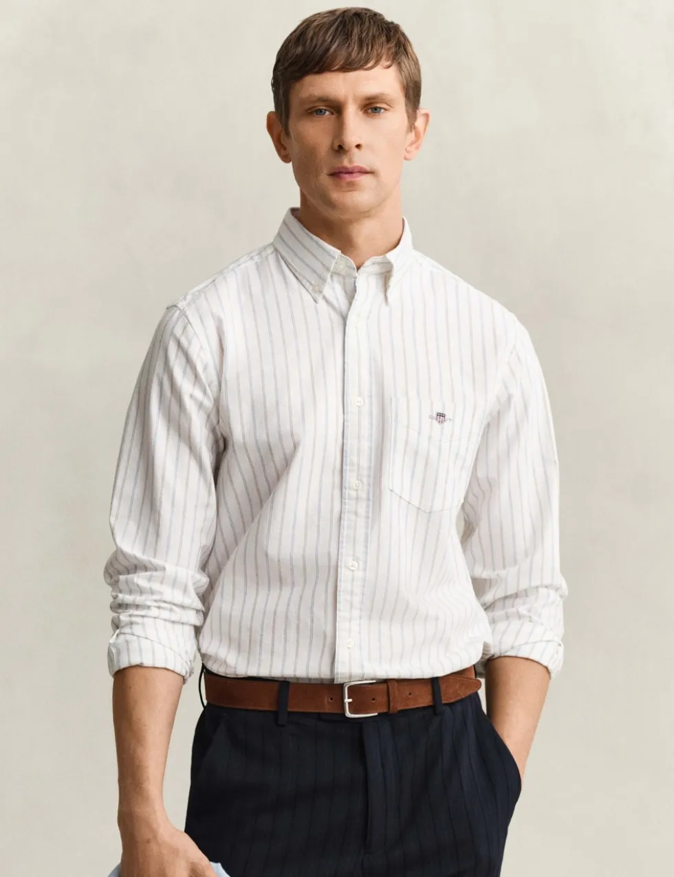 Regular Fit Pure Cotton Striped Oxford Shirt