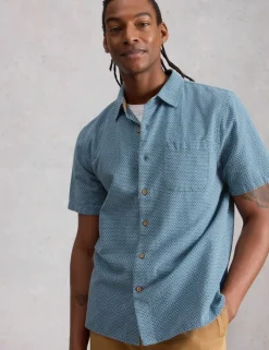 Regular Fit Pure Cotton Tile Pattern Shirt