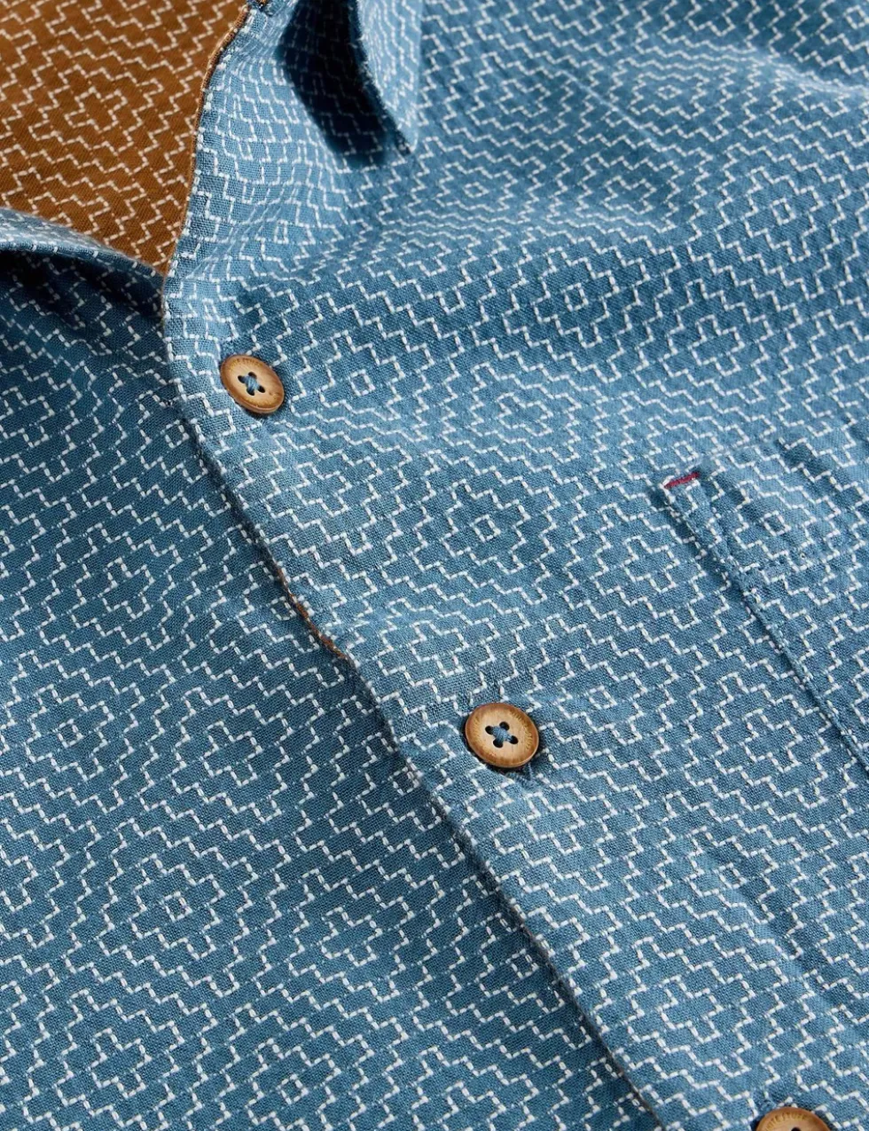 Regular Fit Pure Cotton Tile Pattern Shirt