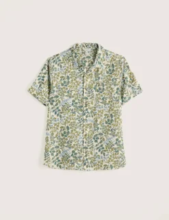 Regular Fit Pure Linen Floral Short Sleeve Shirt