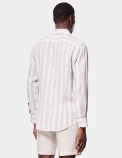Regular Fit Pure Linen Large Stripe Shirt