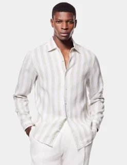 Regular Fit Pure Linen Large Stripe Shirt