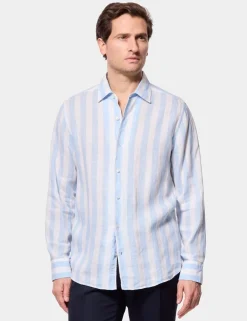 Regular Fit Pure Linen Large Stripe Shirt